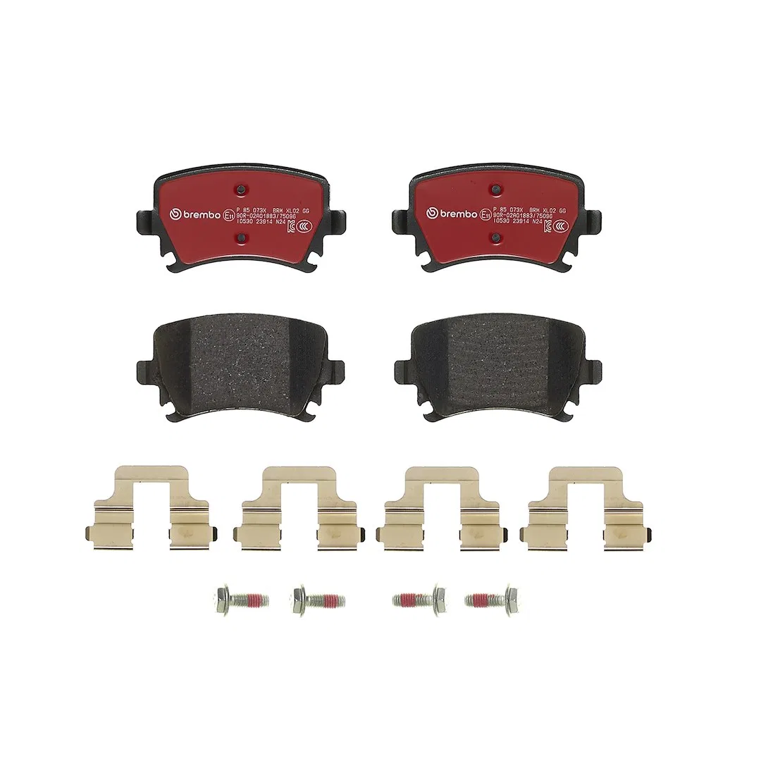 P85073X – BREMBO Brake Pad, FMSI Number D1108-8213 Low-Metallic Set Of 4 With Mounting Hardware